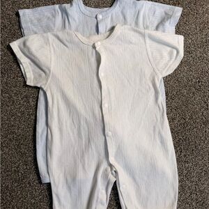 Baby Unisex White Cotton Romper Set (2) | 3-6 Months | Minimalist Baby